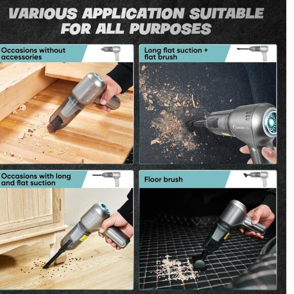 SAKER PLUS CAR VACUUM CLEANER-WIRELESS-HAND-HELD-BRUSHLESS MOTOR 3 IN 1 PORTABLE - Picture 6 of 15